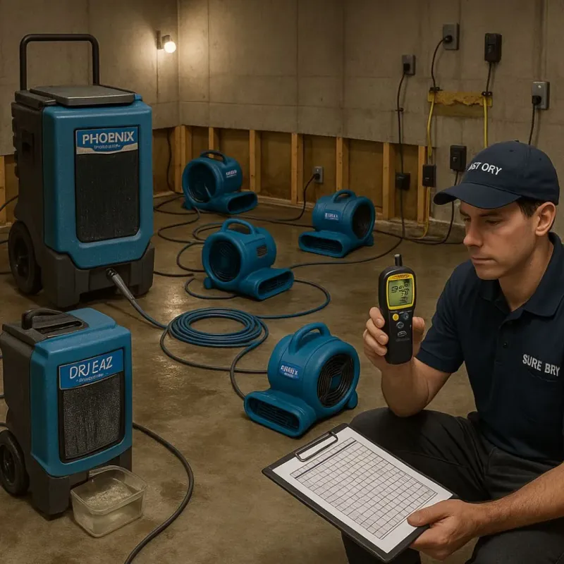 Structural Drying and Dehumidification process in Middletown, CA